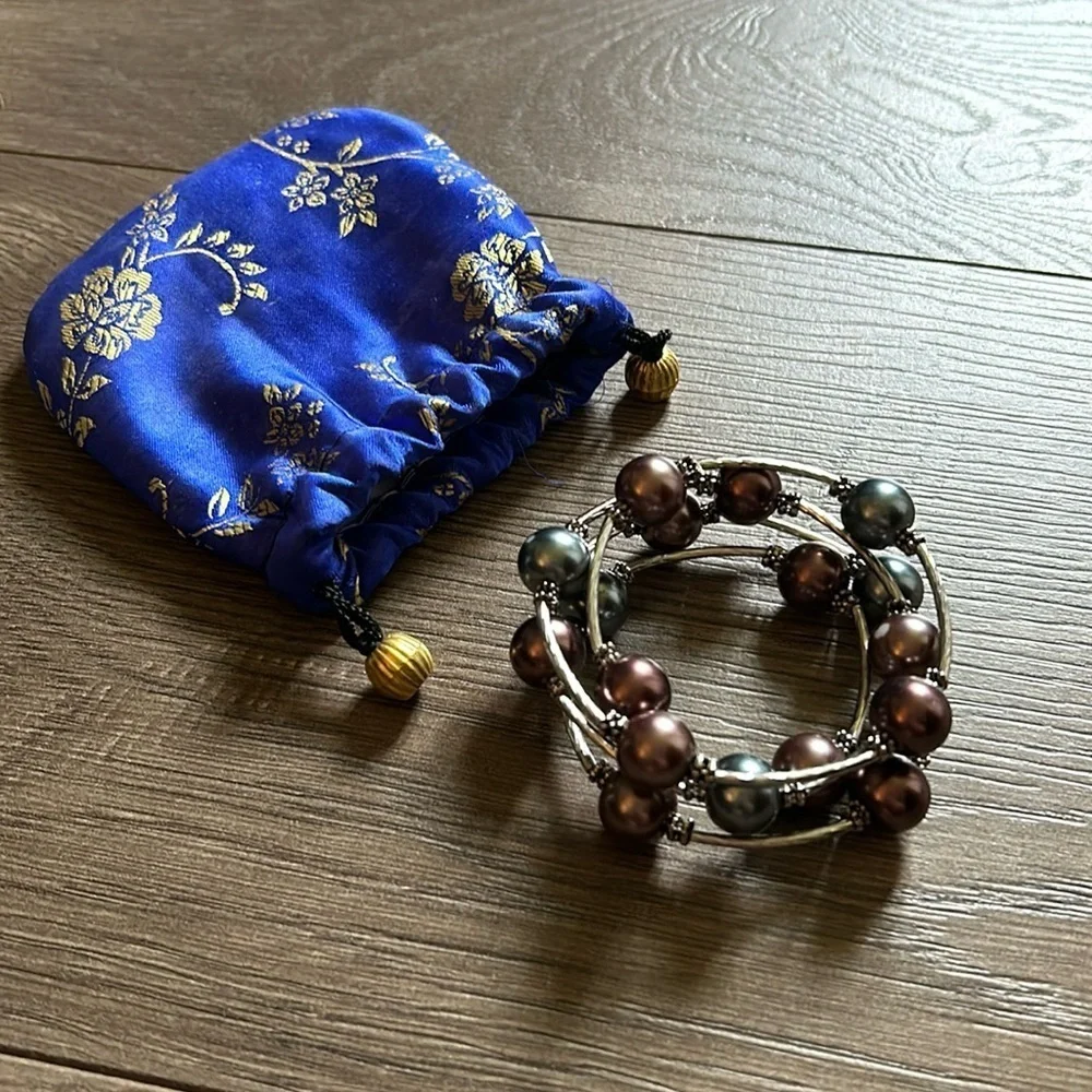 Metal stretch bracelet four layers